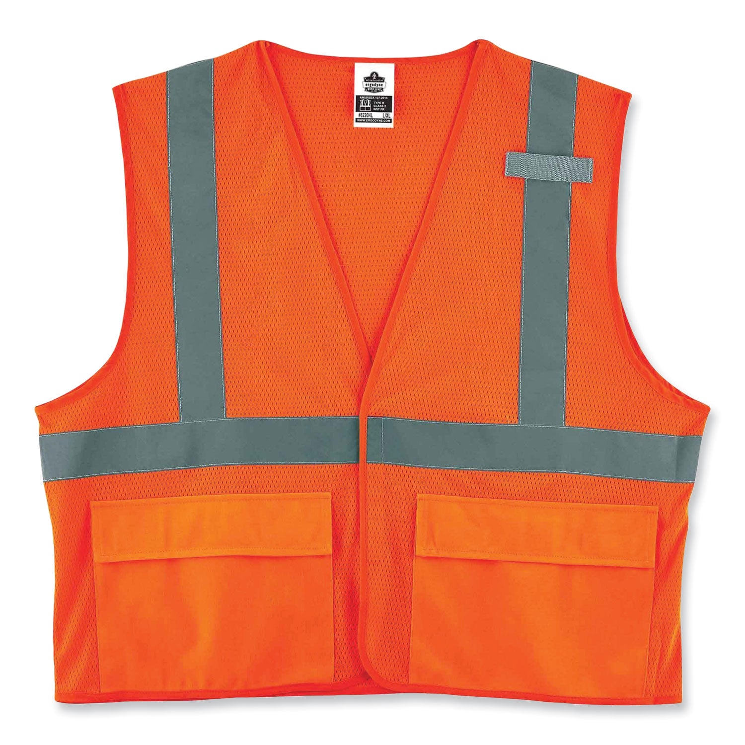 GloWear 8220HL Class 2 Standard Mesh Hook and Loop Vest, Polyester, 4X-Large/5X-Large, Orange, Ships in 1-3 Business Days - 1