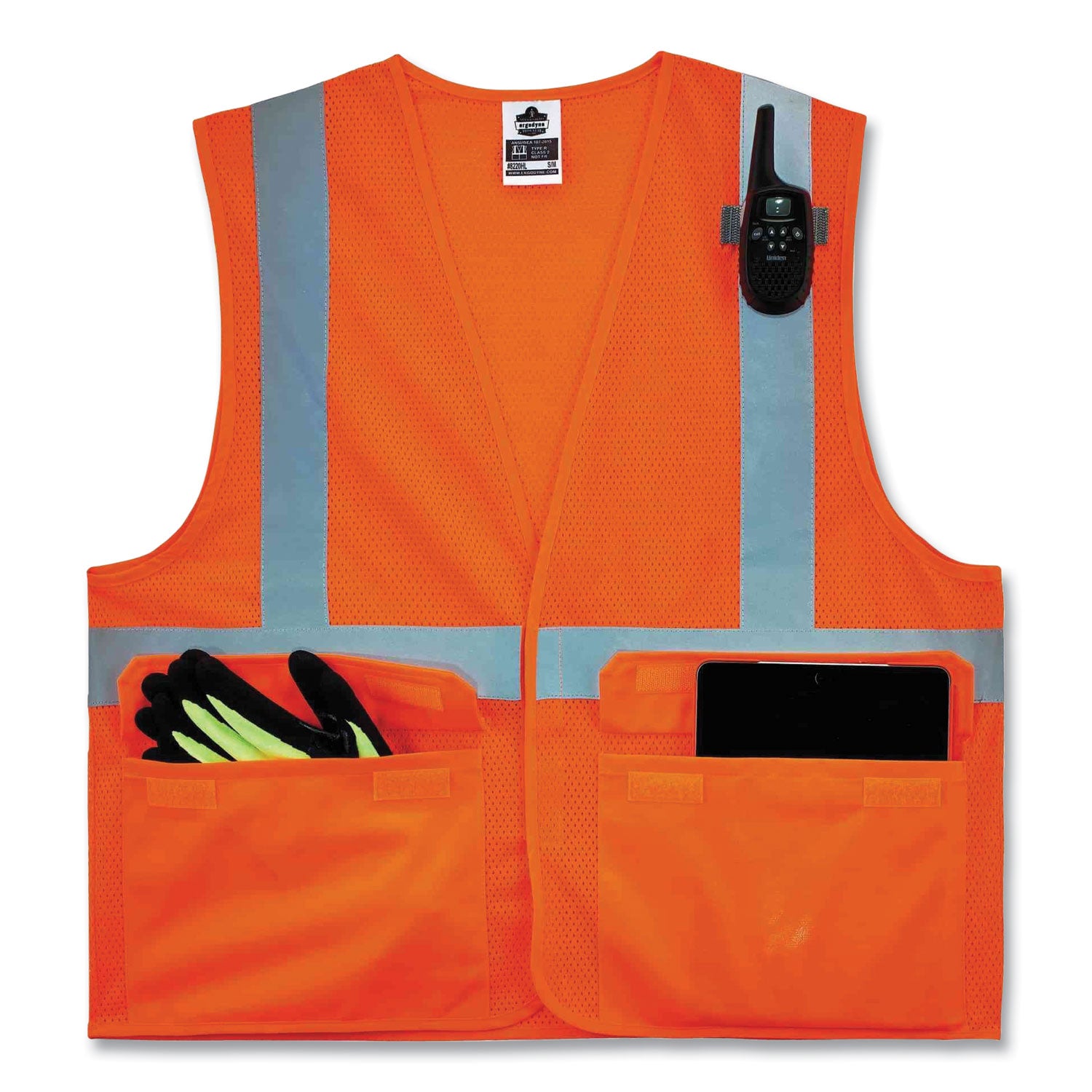 glowear-8220hl-class-2-standard-mesh-hook-and-loop-vest-polyester-4x-large-5x-large-orange-ships-in-1-3-business-days_ego21139 - 5