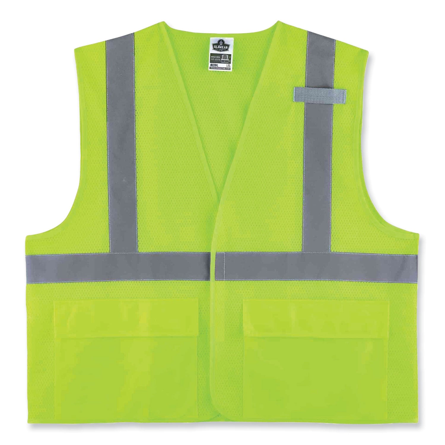 glowear-8220hl-class-2-standard-mesh-hook-and-loop-vest-polyester-small-medium-lime-ships-in-1-3-business-days_ego21143 - 1