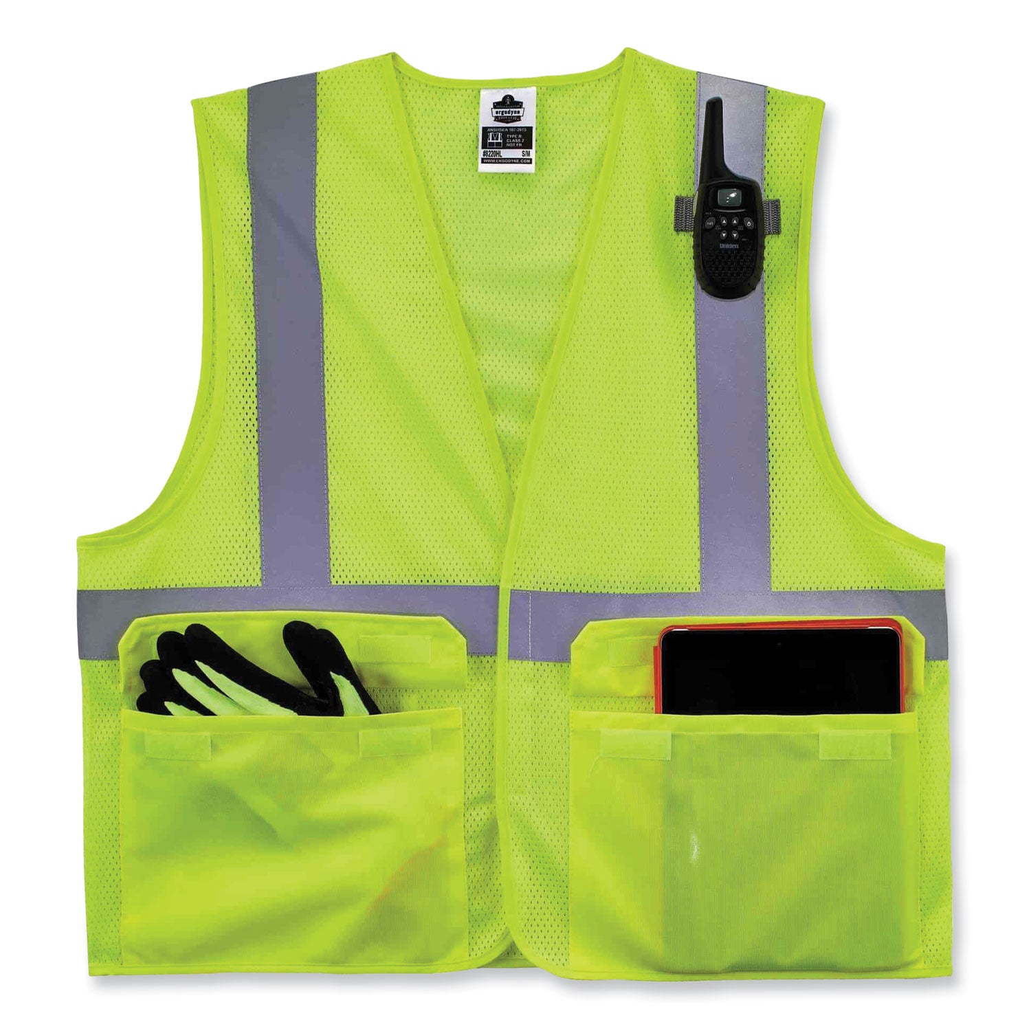 GloWear 8220HL Class 2 Standard Mesh Hook and Loop Vest, Polyester, Small/Medium, Lime, Ships in 1-3 Business Days
