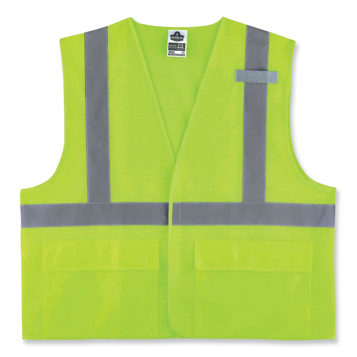 glowear-8220hl-class-2-standard-mesh-hook-and-loop-vest-polyester-2x-large-3x-large-lime-ships-in-1-3-business-days_ego21147 - 1