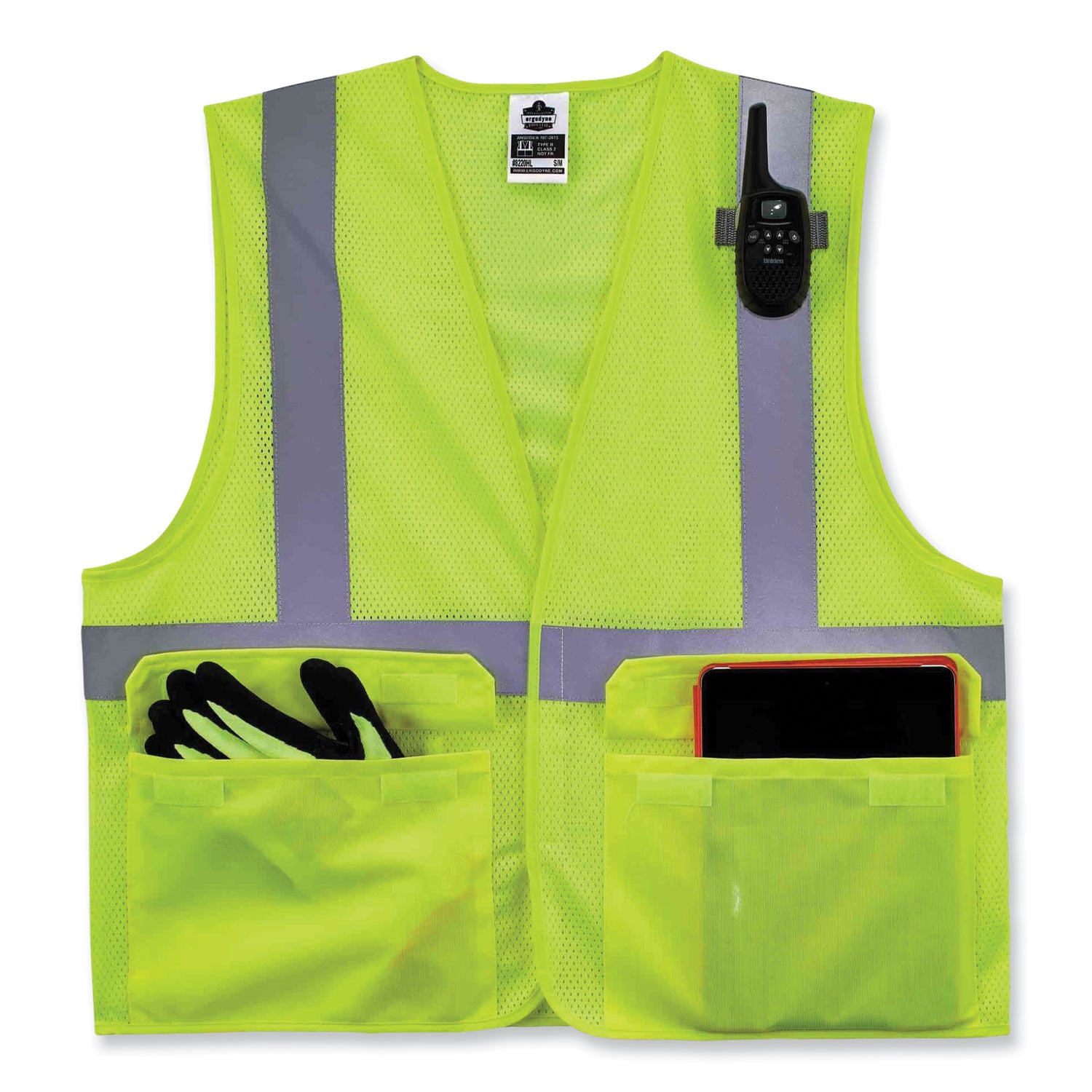 GloWear 8220HL Class 2 Standard Mesh Hook and Loop Vest, Polyester, 4X-Large/5X-Large, Lime, Ships in 1-3 Business Days