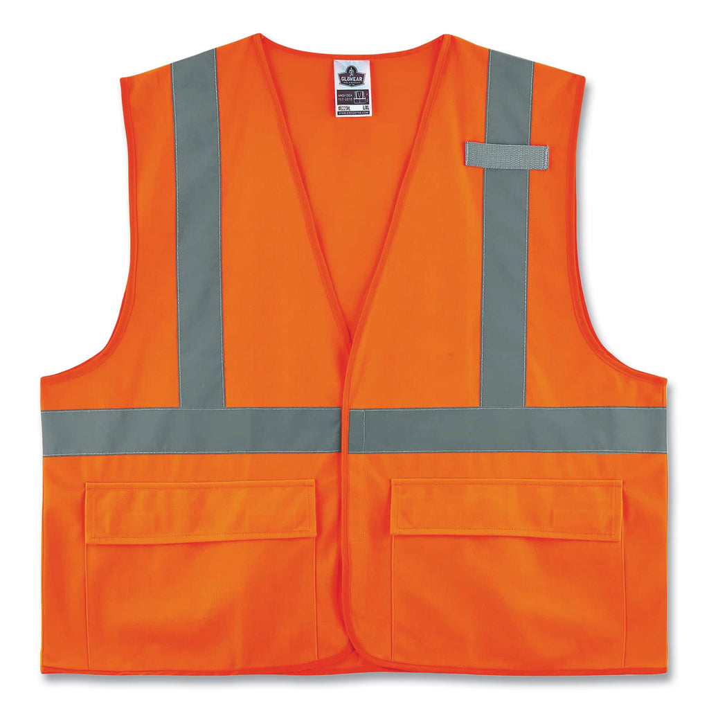 GloWear 8225HL Class 2 Standard Solid Hook and Loop Vest, Polyester, Orange, Small/Medium, Ships in 1-3 Business Days