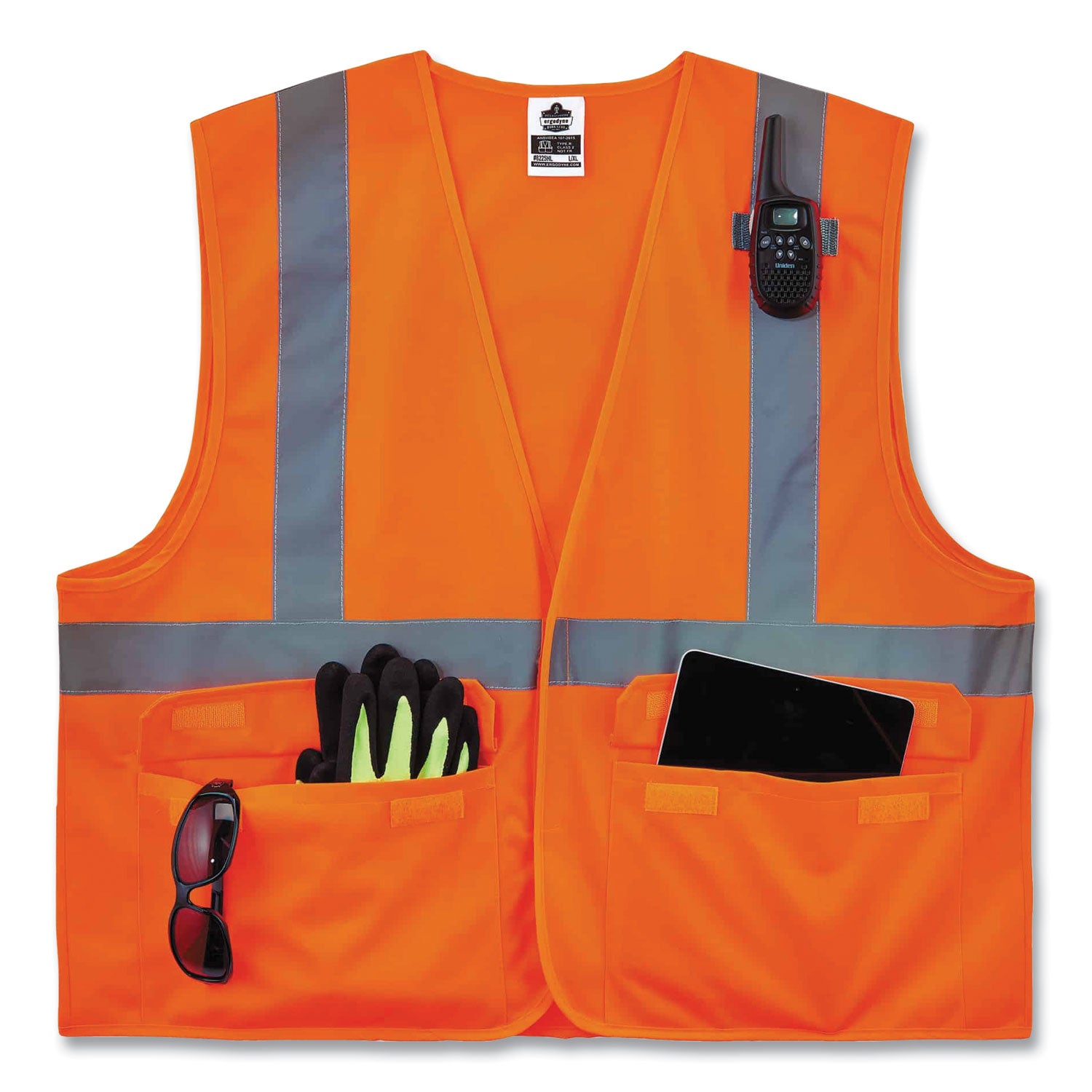 GloWear 8225HL Class 2 Standard Solid Hook and Loop Vest, Polyester, Orange, Small/Medium, Ships in 1-3 Business Days