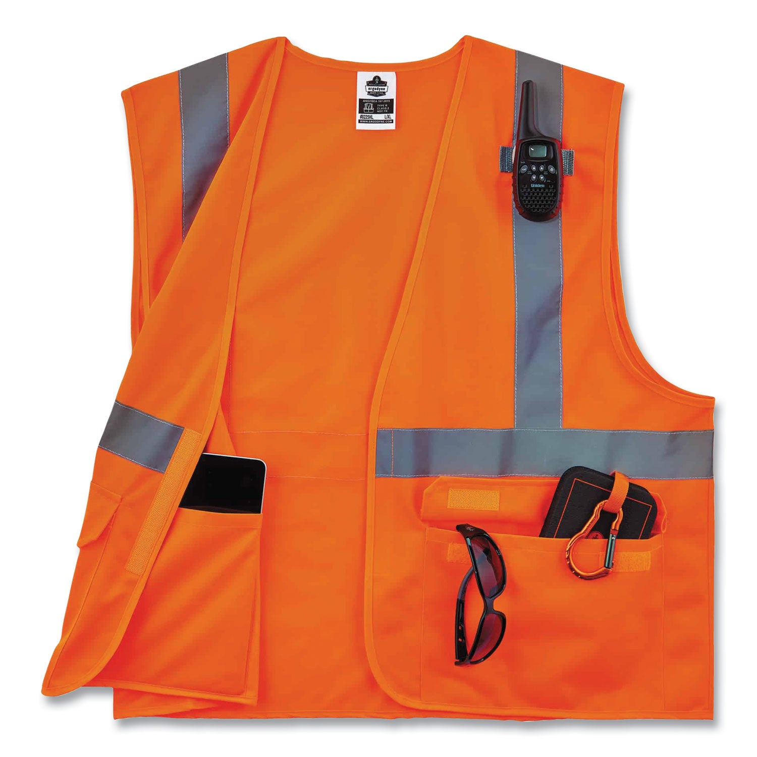 glowear-8225hl-class-2-standard-solid-hook-and-loop-vest-polyester-orange-small-medium-ships-in-1-3-business-days_ego21173 - 4