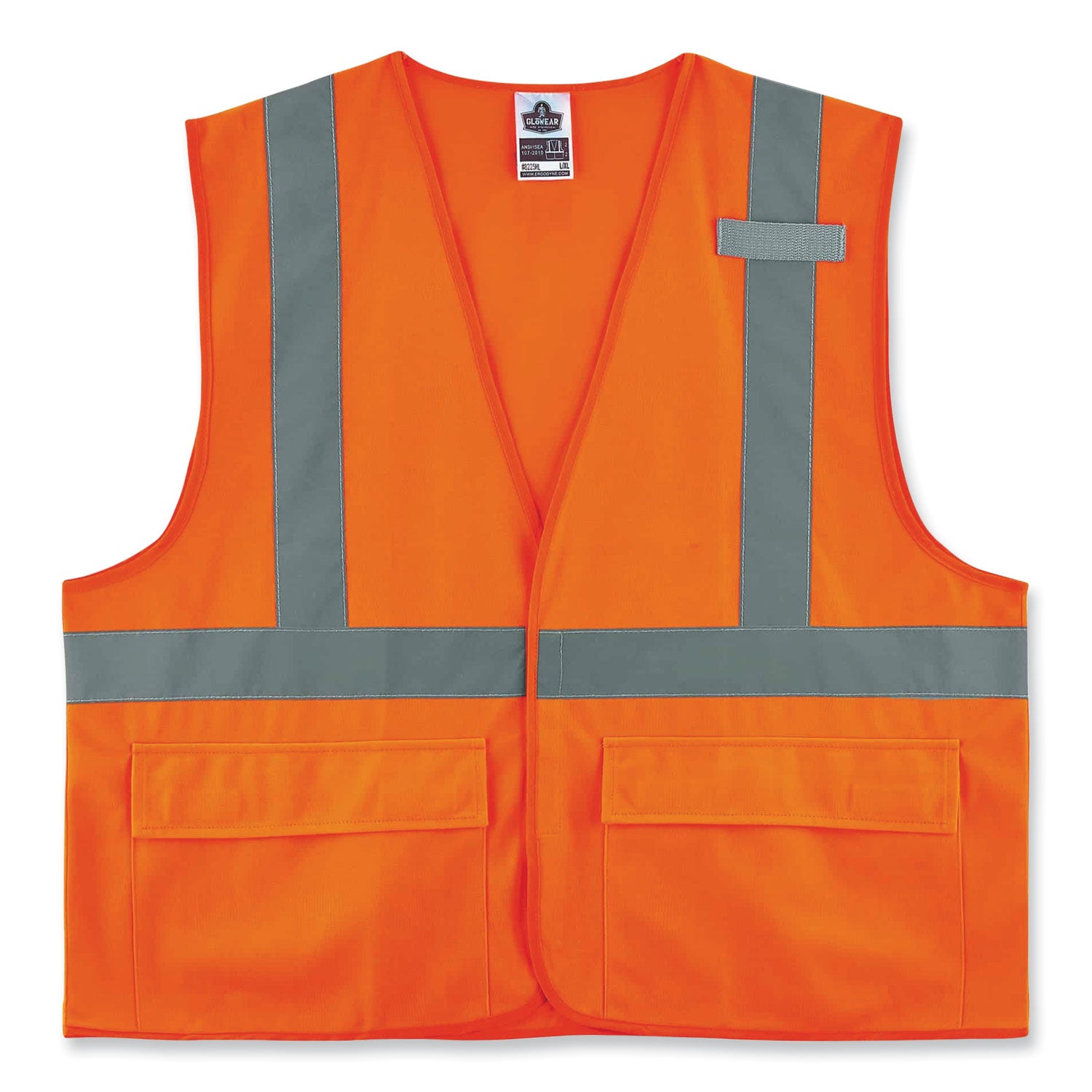 GloWear 8225HL Class 2 Standard Solid Hook and Loop Vest, Polyester, Orange, 4X-Large/5X-Large, Ships in 1-3 Business Days
