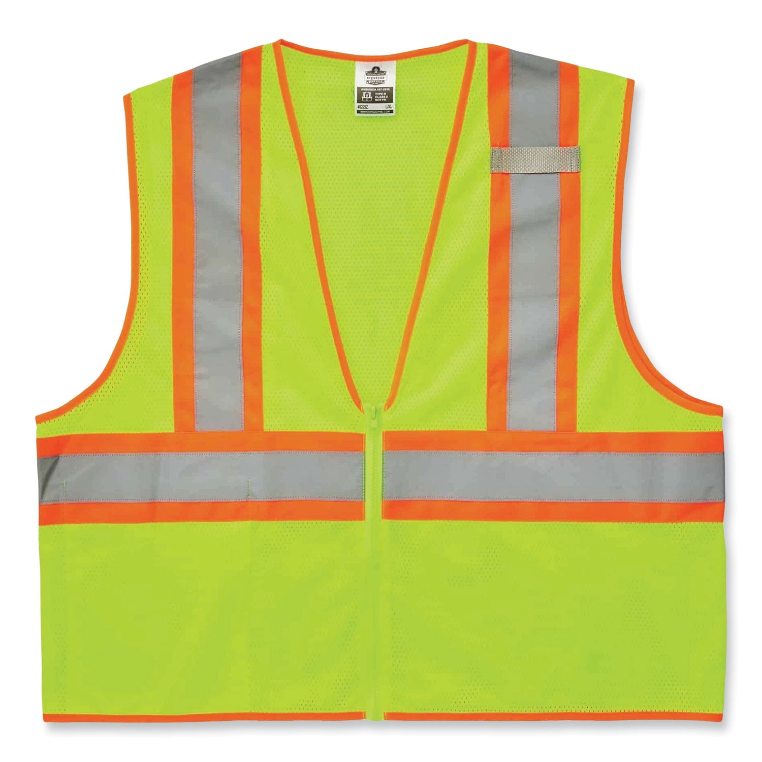 GloWear 8229Z Class 2 Economy Two-Tone Zipper Vest, Polyester, Large/X-Large, Lime, Ships in 1-3 Business Days