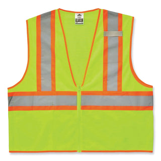 GloWear 8229Z Class 2 Economy Two-Tone Zipper Vest, Polyester, Large/X-Large, Lime, Ships in 1-3 Business Days