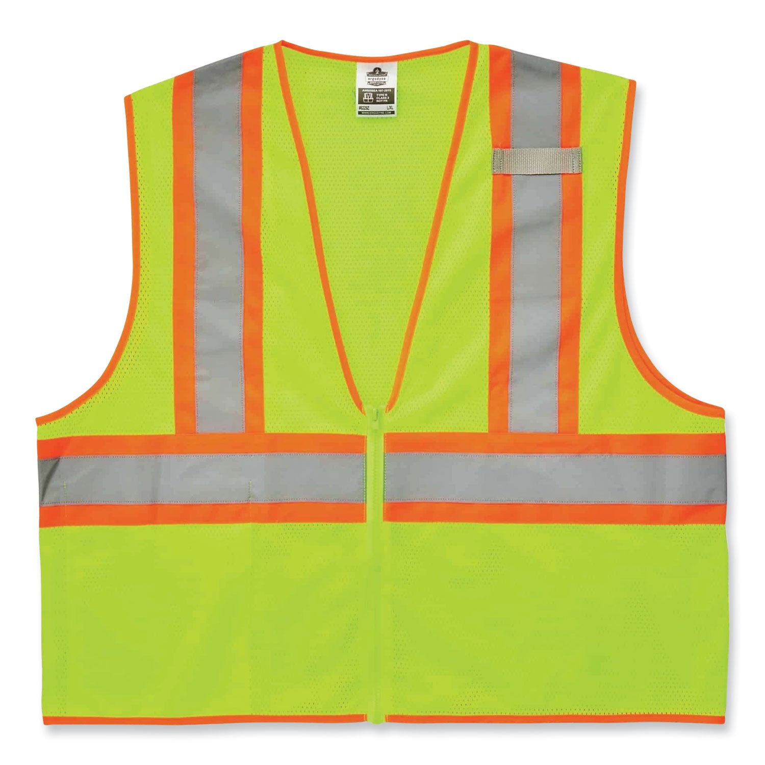 GloWear 8229Z Class 2 Economy Two-Tone Zipper Vest, Polyester, 2X-Large/3X-Large, Lime, Ships in 1-3 Business Days