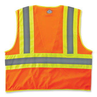 GloWear 8229Z Class 2 Economy Two-Tone Zipper Vest, Polyester, X-Small, Orange, Ships in 1-3 Business Days