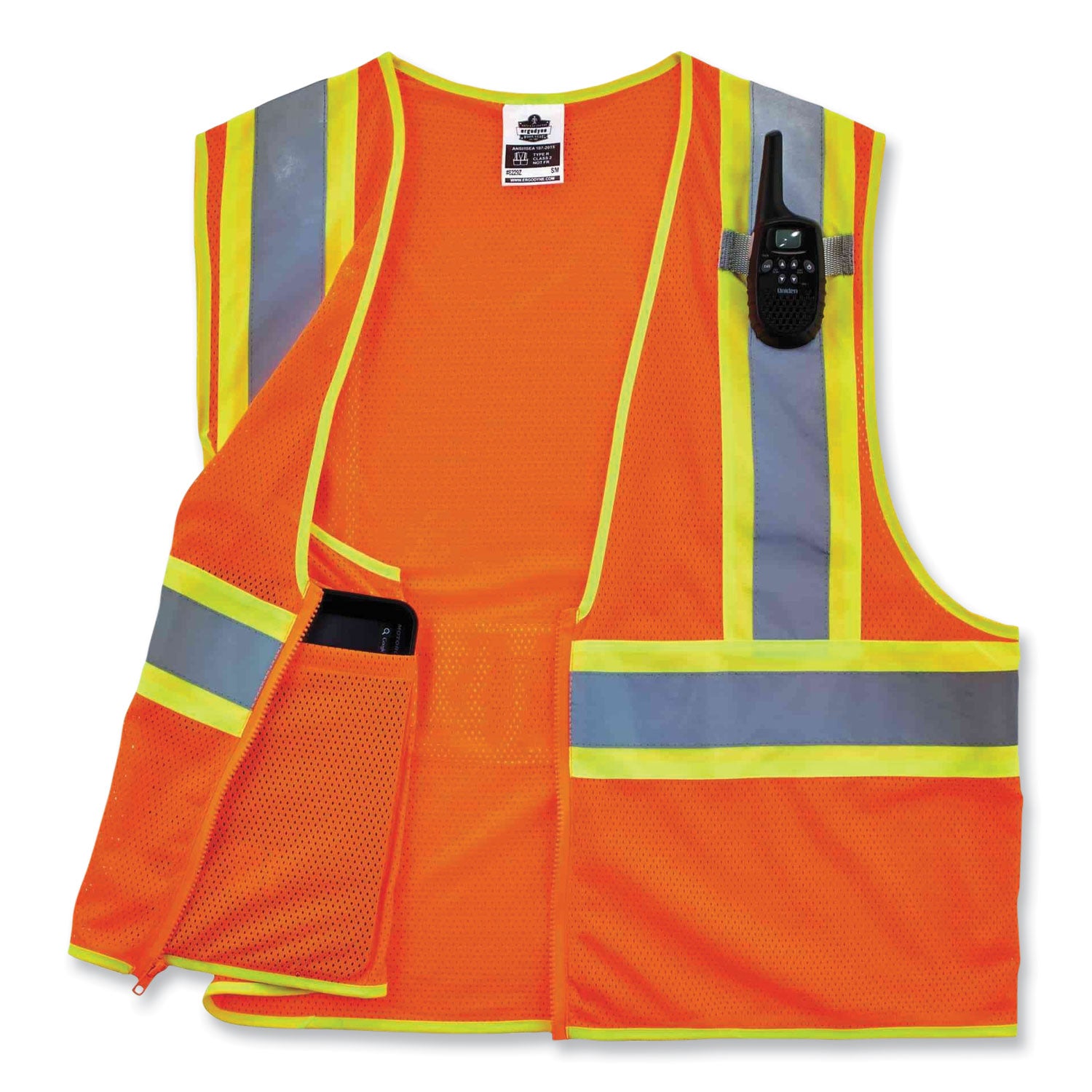 GloWear 8229Z Class 2 Economy Two-Tone Zipper Vest, Polyester, Small/Medium, Orange, Ships in 1-3 Business Days