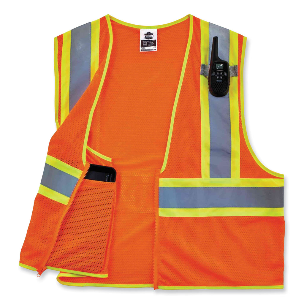 GloWear 8229Z Class 2 Economy Two-Tone Zipper Vest, Polyester, 4X-Large/5X-Large, Orange, Ships in 1-3 Business Days