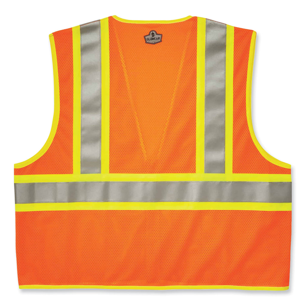 GloWear 8230Z Class 2 Two-Tone Mesh Zipper Vest, Polyester, Large/X-Large, Orange, Ships in 1-3 Business Days