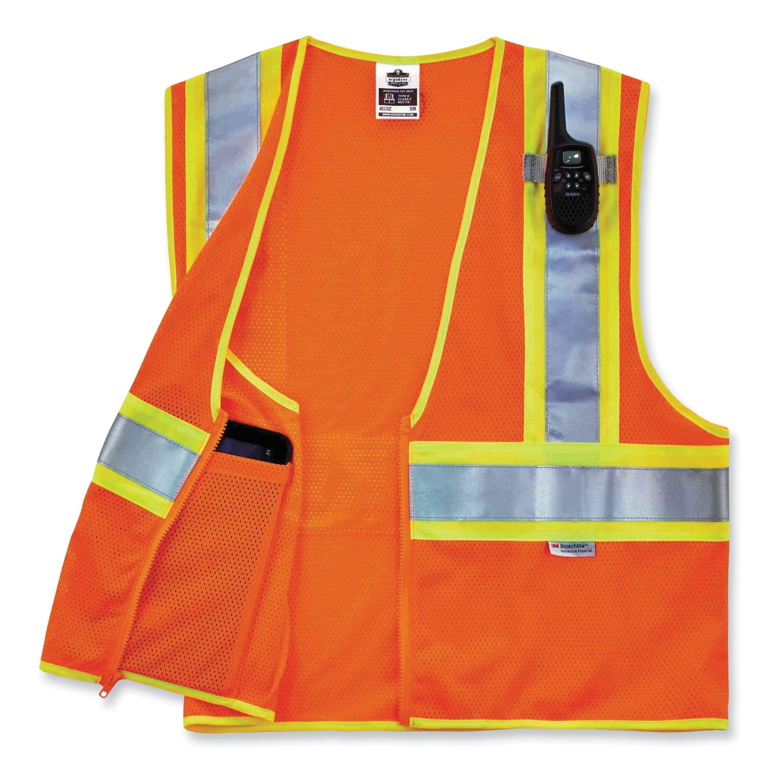 glowear-8230z-class-2-two-tone-mesh-zipper-vest-polyester-large-x-large-orange-ships-in-1-3-business-days_ego21315 - 3