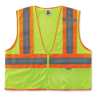 GloWear 8230Z Class 2 Two-Tone Mesh Zipper Vest, Polyester, Small/Medium, Lime, Ships in 1-3 Business Days