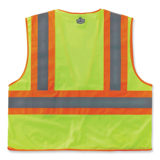 GloWear 8230Z Class 2 Two-Tone Mesh Zipper Vest, Polyester, Small/Medium, Lime, Ships in 1-3 Business Days