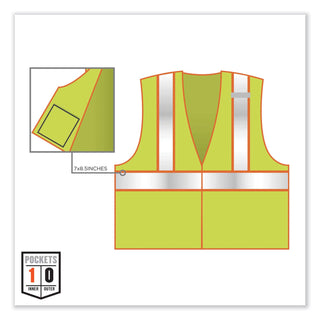 GloWear 8230Z Class 2 Two-Tone Mesh Zipper Vest, Polyester, Small/Medium, Lime, Ships in 1-3 Business Days