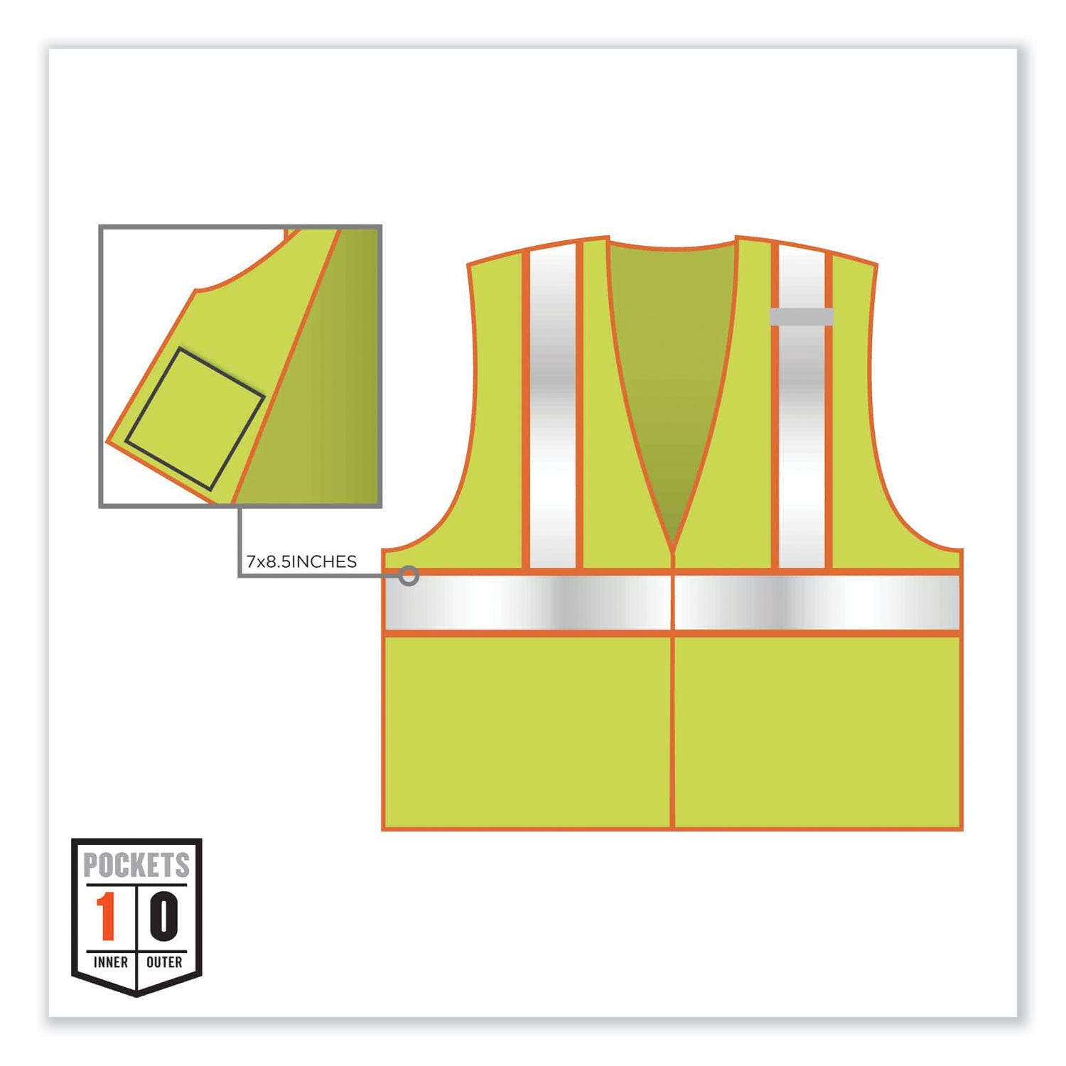 GloWear 8230Z Class 2 Two-Tone Mesh Zipper Vest, Polyester, Large/X-Large, Lime, Ships in 1-3 Business Days