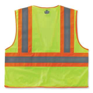 GloWear 8230Z Class 2 Two-Tone Mesh Zipper Vest, Polyester, 2X-Large/3X-Large, Lime, Ships in 1-3 Business Days