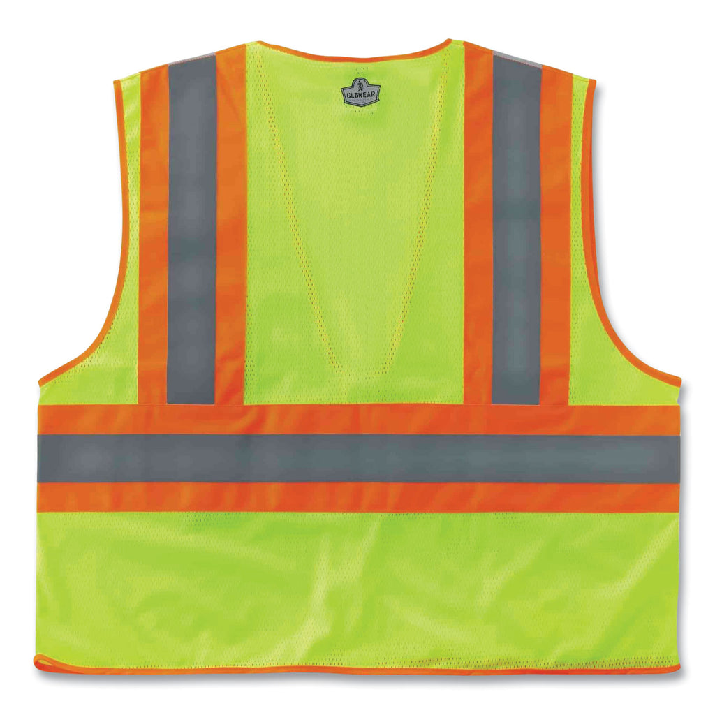 GloWear 8230Z Class 2 Two-Tone Mesh Zipper Vest, Polyester, 4X-Large/5X-Large, Lime, Ships in 1-3 Business Days