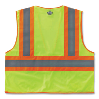 GloWear 8230Z Class 2 Two-Tone Mesh Zipper Vest, Polyester, 4X-Large/5X-Large, Lime, Ships in 1-3 Business Days