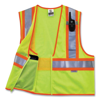 GloWear 8230Z Class 2 Two-Tone Mesh Zipper Vest, Polyester, 4X-Large/5X-Large, Lime, Ships in 1-3 Business Days