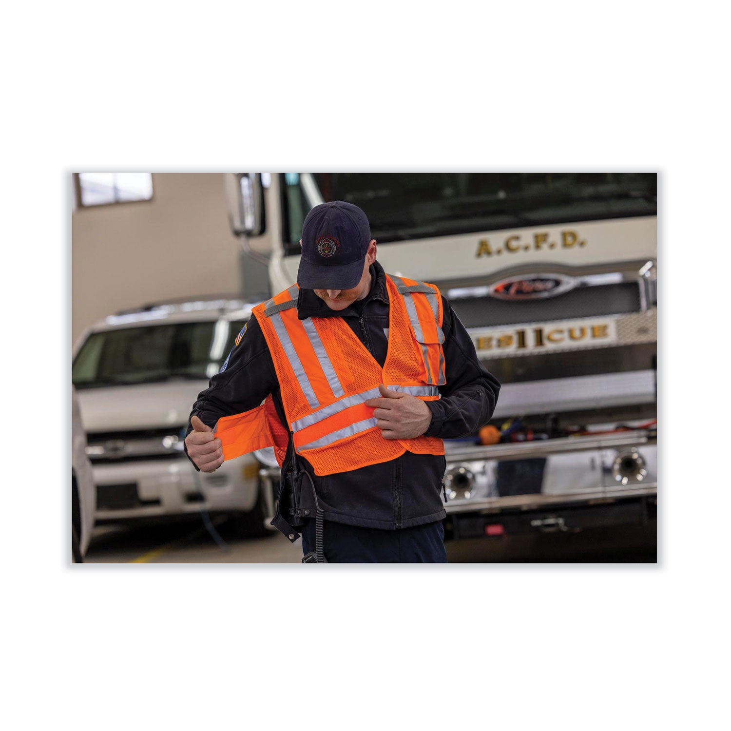 GloWear 8244PSV Class 2 Expandable Public Safety Hook and Loop Vest, Polyester, Med/Large, Orange, Ships in 1-3 Business Days