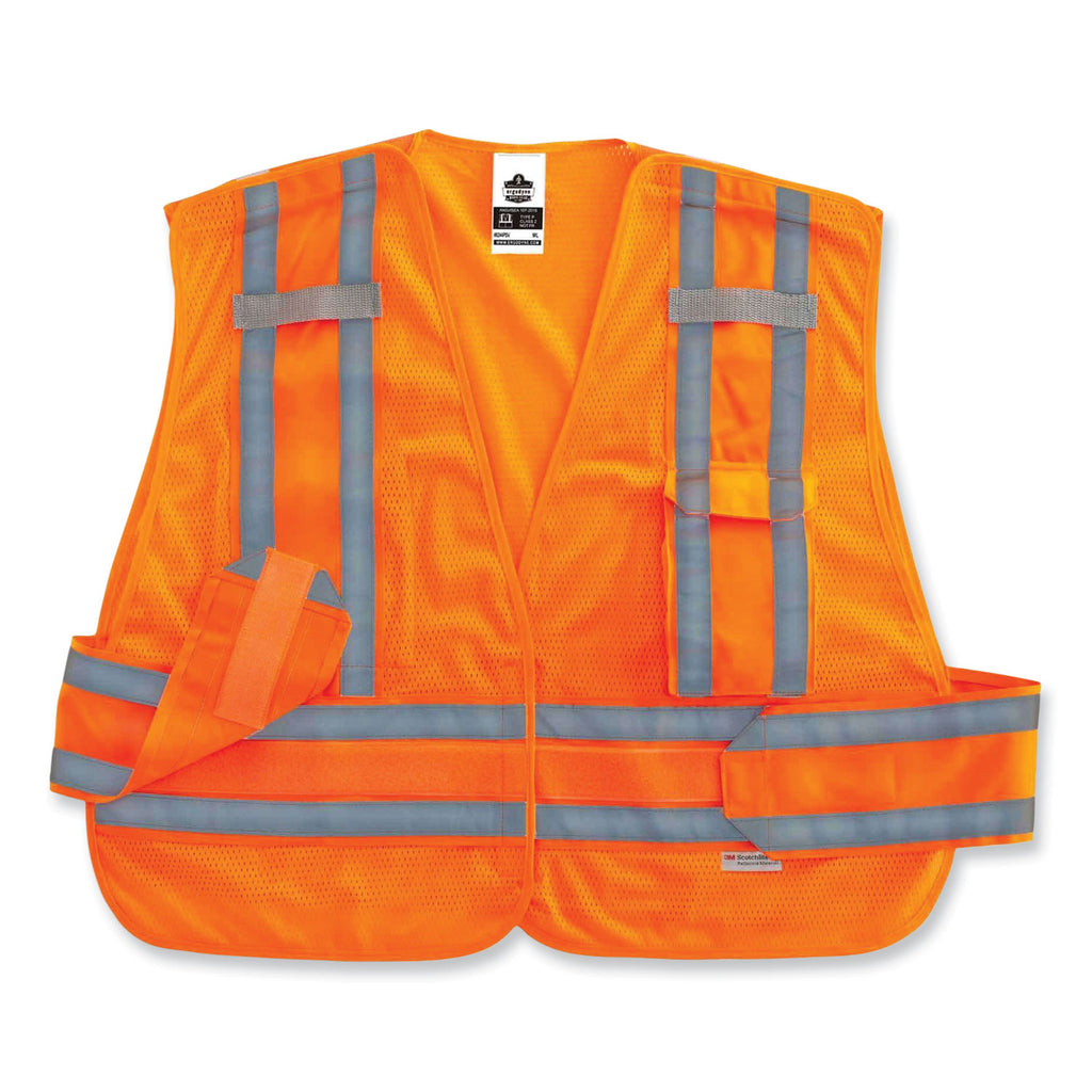GloWear 8244PSV Class 2 Expandable Public Safety Hook and Loop Vest, Polyester, 3XL Plus, Orange, Ships in 1-3 Business Days