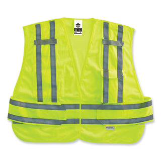 GloWear 8244PSV Class 2 Expandable Public Safety Hook and Loop Vest, Polyester, Med/Large, Lime, Ships in 1-3 Business Days