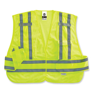 GloWear 8244PSV Class 2 Expandable Public Safety Hook and Loop Vest, Polyester, X-Large/2XL, Lime, Ships in 1-3 Business Days