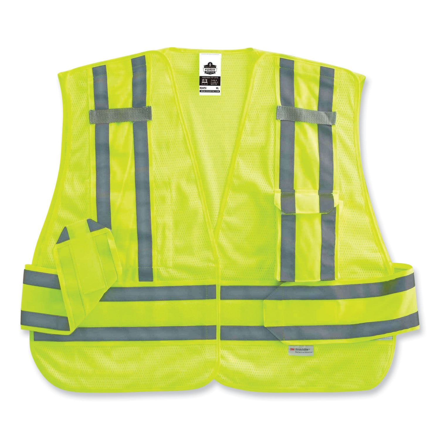 glowear-8244psv-class-2-expandable-public-safety-hook-and-loop-vest-polyester-3xl-plus-lime-ships-in-1-3-business-days_ego21367 - 3