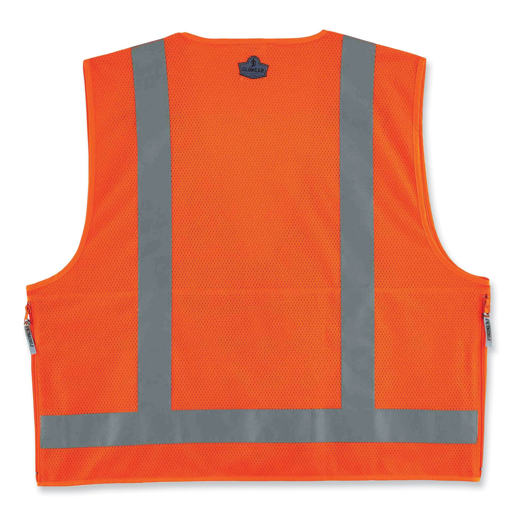 GloWear 8250Z Class 2 Surveyors Zipper Vest, Polyester, Small/Medium, Orange, Ships in 1-3 Business Days