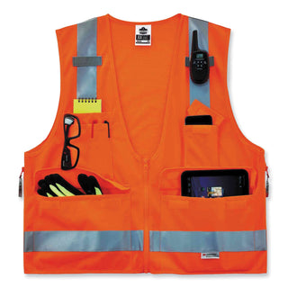 GloWear 8250Z Class 2 Surveyors Zipper Vest, Polyester, Small/Medium, Orange, Ships in 1-3 Business Days