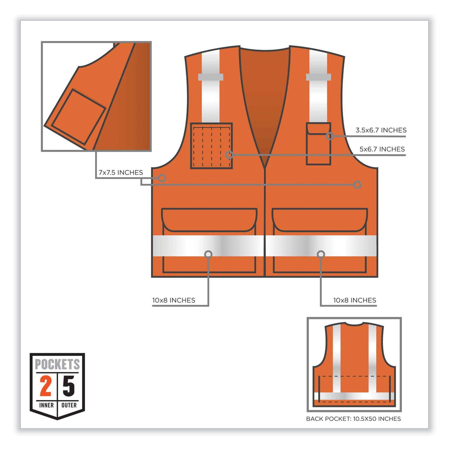 glowear-8250z-class-2-surveyors-zipper-vest-polyester-small-medium-orange-ships-in-1-3-business-days_ego21413 - 4