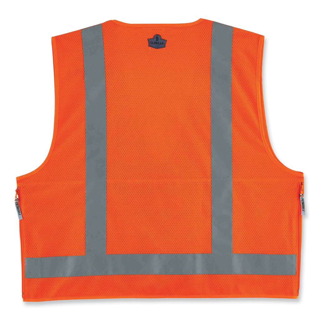 GloWear 8250Z Class 2 Surveyors Zipper Vest, Polyester, 4X-Large/5X-Large, Orange, Ships in 1-3 Business Days