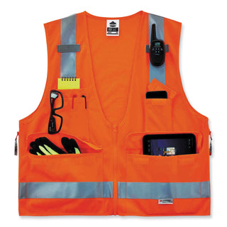 GloWear 8250Z Class 2 Surveyors Zipper Vest, Polyester, 4X-Large/5X-Large, Orange, Ships in 1-3 Business Days