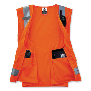 GloWear 8250Z Class 2 Surveyors Zipper Vest, Polyester, 4X-Large/5X-Large, Orange, Ships in 1-3 Business Days