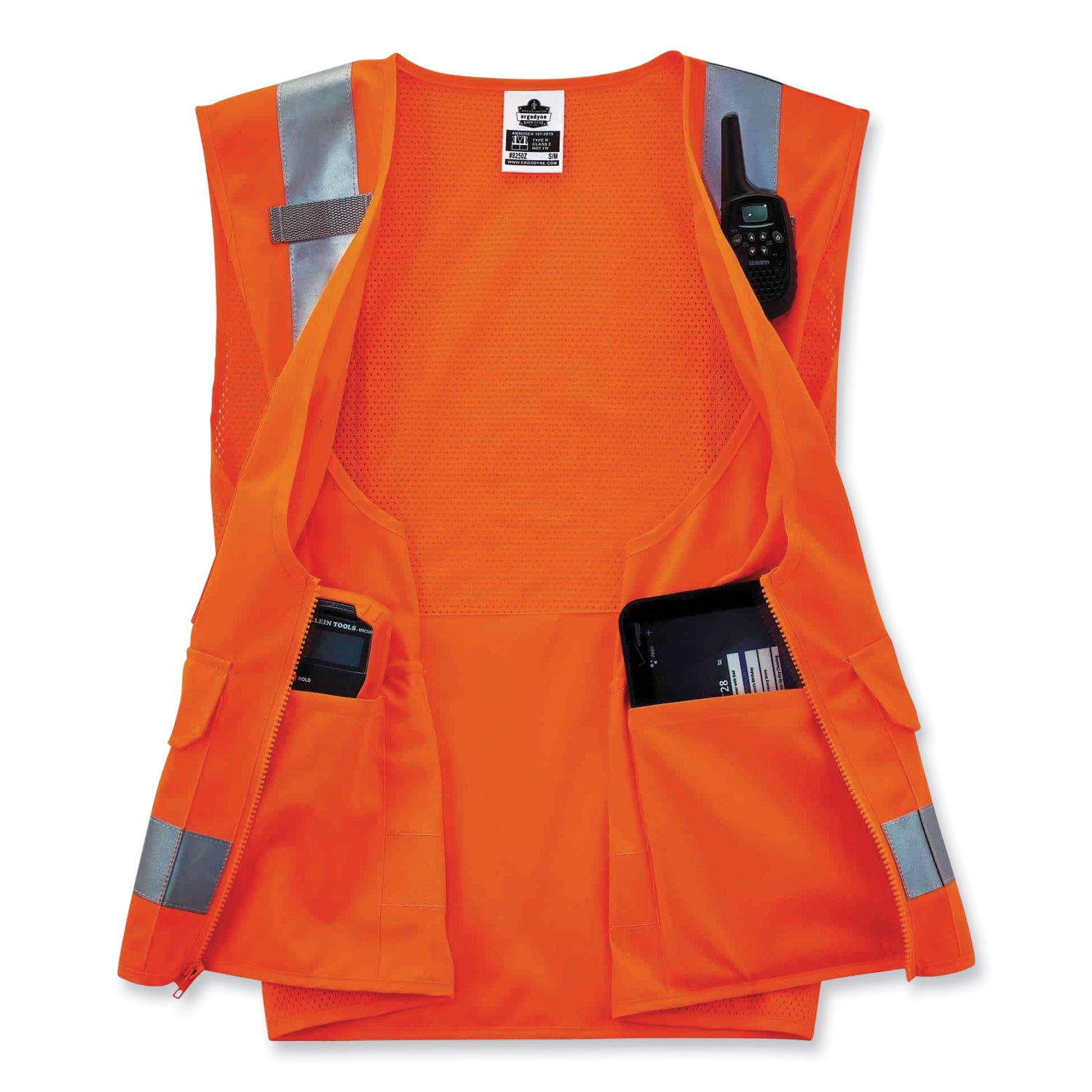 GloWear 8250Z Class 2 Surveyors Zipper Vest, Polyester, 4X-Large/5X-Large, Orange, Ships in 1-3 Business Days
