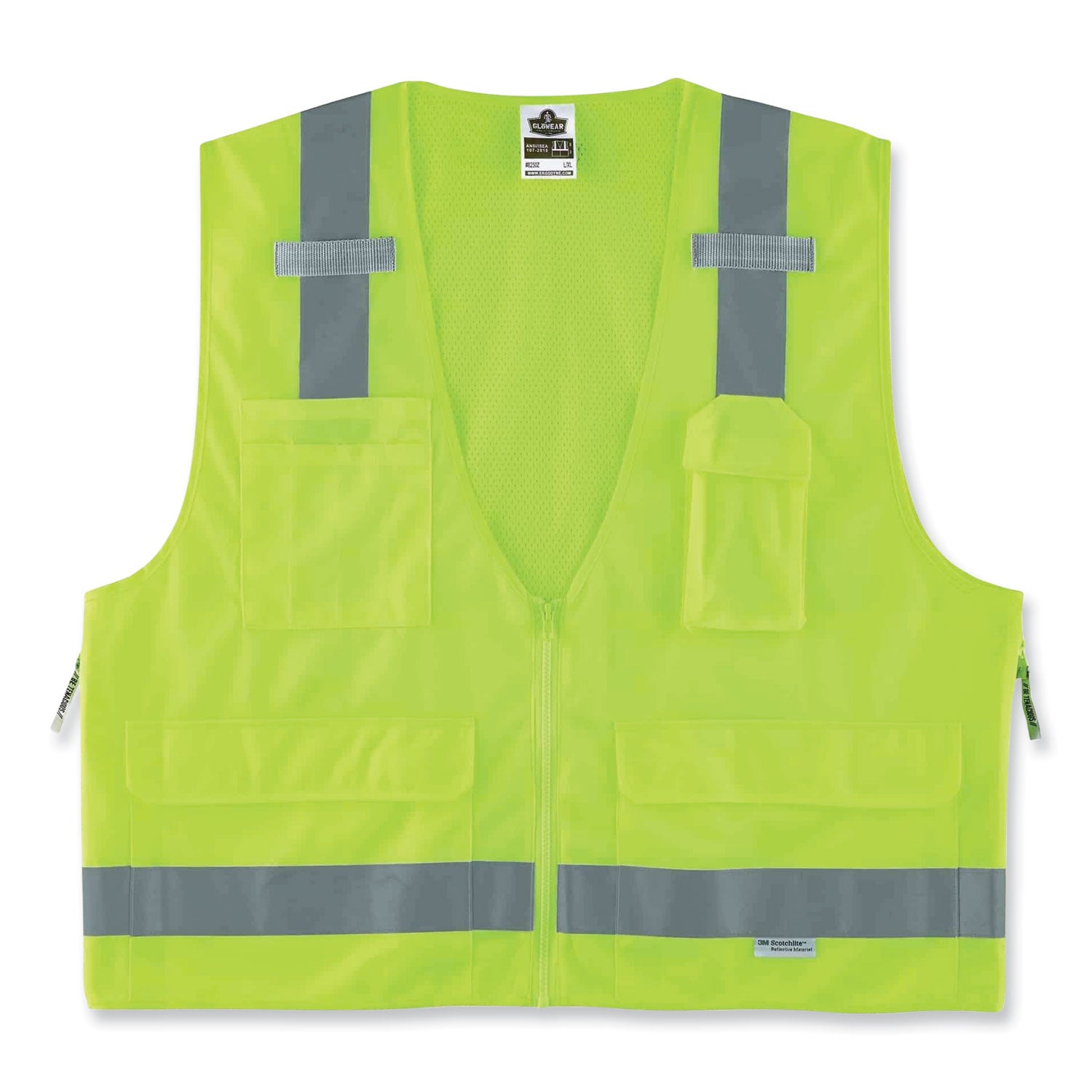 glowear-8250z-class-2-surveyors-zipper-vest-polyester-large-x-large-lime-ships-in-1-3-business-days_ego21425 - 1