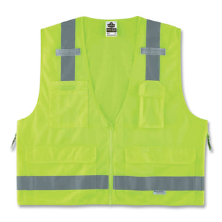 GloWear 8250Z Class 2 Surveyors Zipper Vest, Polyester, 2X-Large/3X-Large, Lime, Ships in 1-3 Business Days
