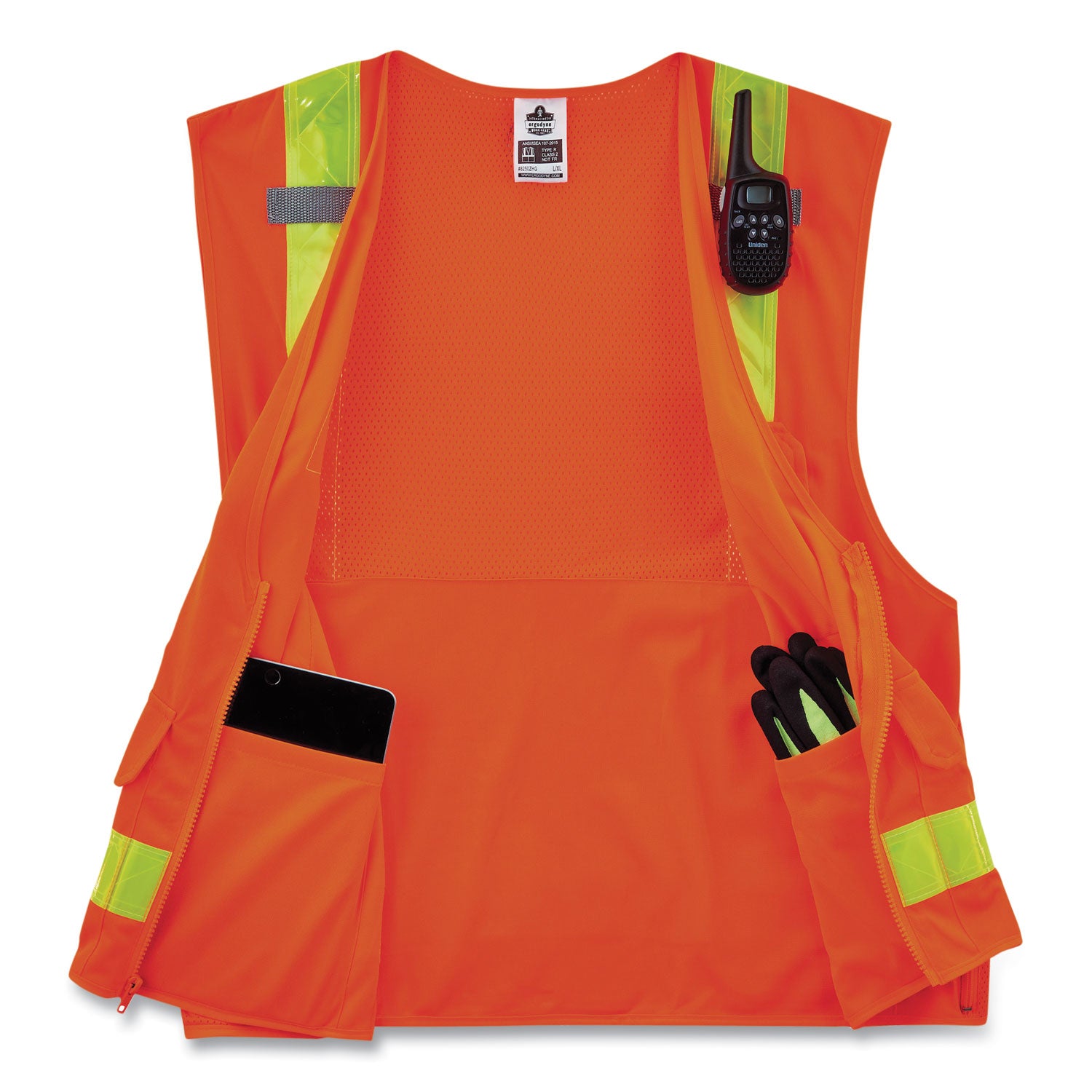 GloWear 8250ZHG Class 2 Hi-Gloss Surveyors Zipper Vest, Polyester, 2X-Large/3X-Large, Orange, Ships in 1-3 Business Days