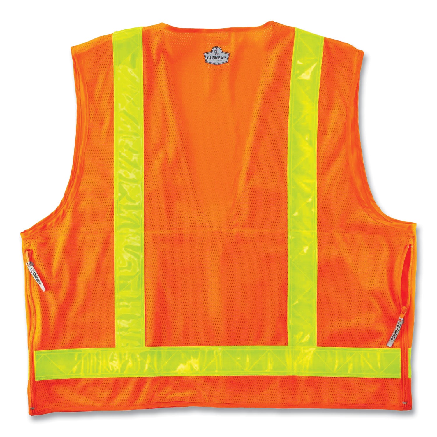 GloWear 8250ZHG Class 2 Hi-Gloss Surveyors Zipper Vest, Polyester, 4X-Large/5X-Large, Orange, Ships in 1-3 Business Days