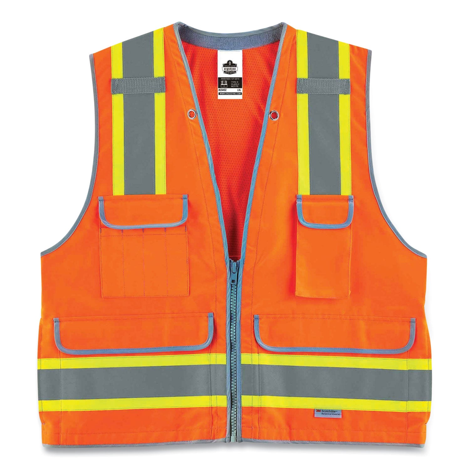 glowear-8254hdz-class-2-heavy-duty-surveyors-zipper-vest-polyester-small-medium-orange-ships-in-1-3-business-days_ego21453 - 1