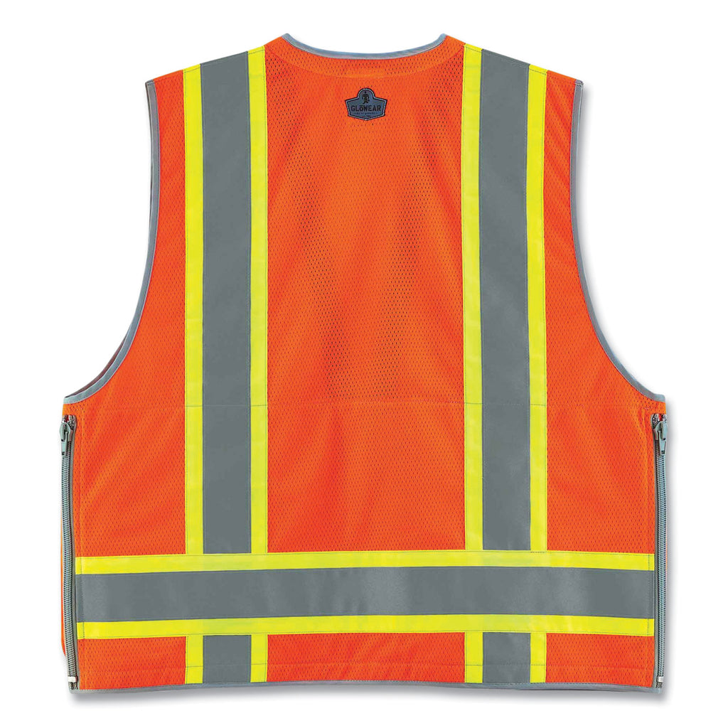 GloWear 8254HDZ Class 2 Heavy-Duty Surveyors Zipper Vest, Polyester, Small/Medium, Orange, Ships in 1-3 Business Days