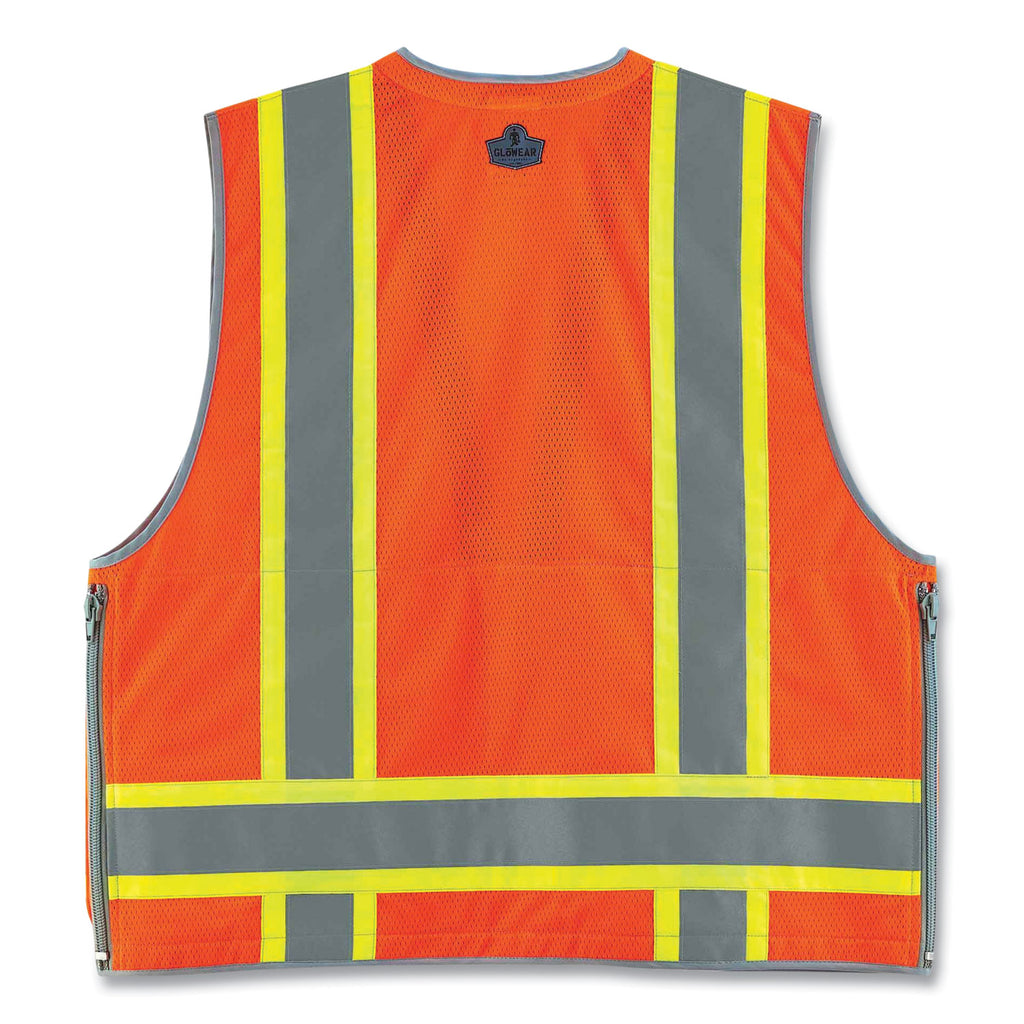 GloWear 8254HDZ Class 2 Heavy-Duty Surveyors Zipper Vest, Polyester, Large/X-Large, Orange, Ships in 1-3 Business Days