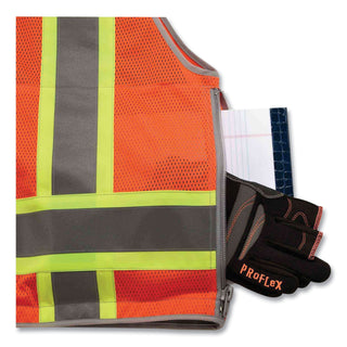 GloWear 8254HDZ Class 2 Heavy-Duty Surveyors Zipper Vest, Polyester, Large/X-Large, Orange, Ships in 1-3 Business Days