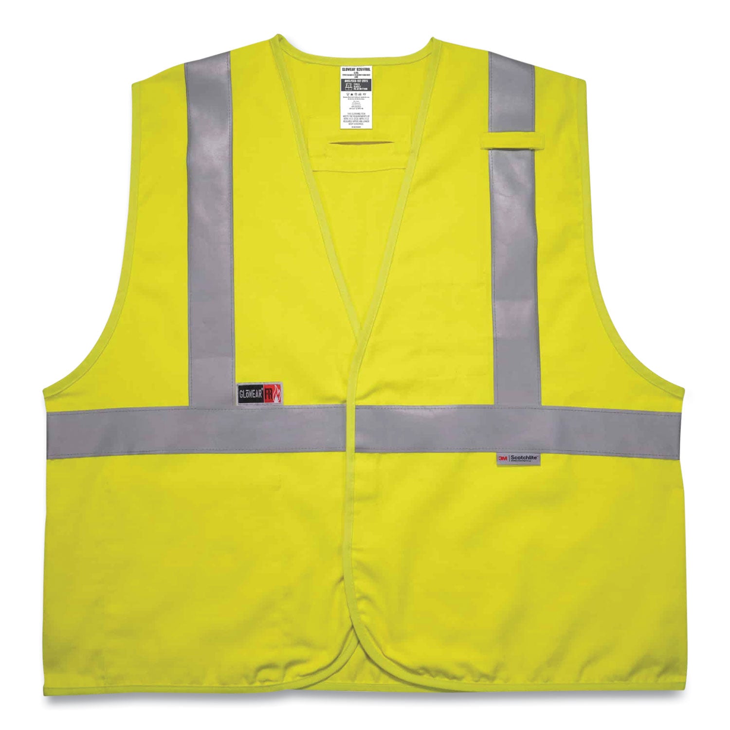 glowear-8261frhl-class-2-dual-compliant-fr-hook-and-loop-safety-vest-small-medium-lime-ships-in-1-3-business-days_ego21463 - 1