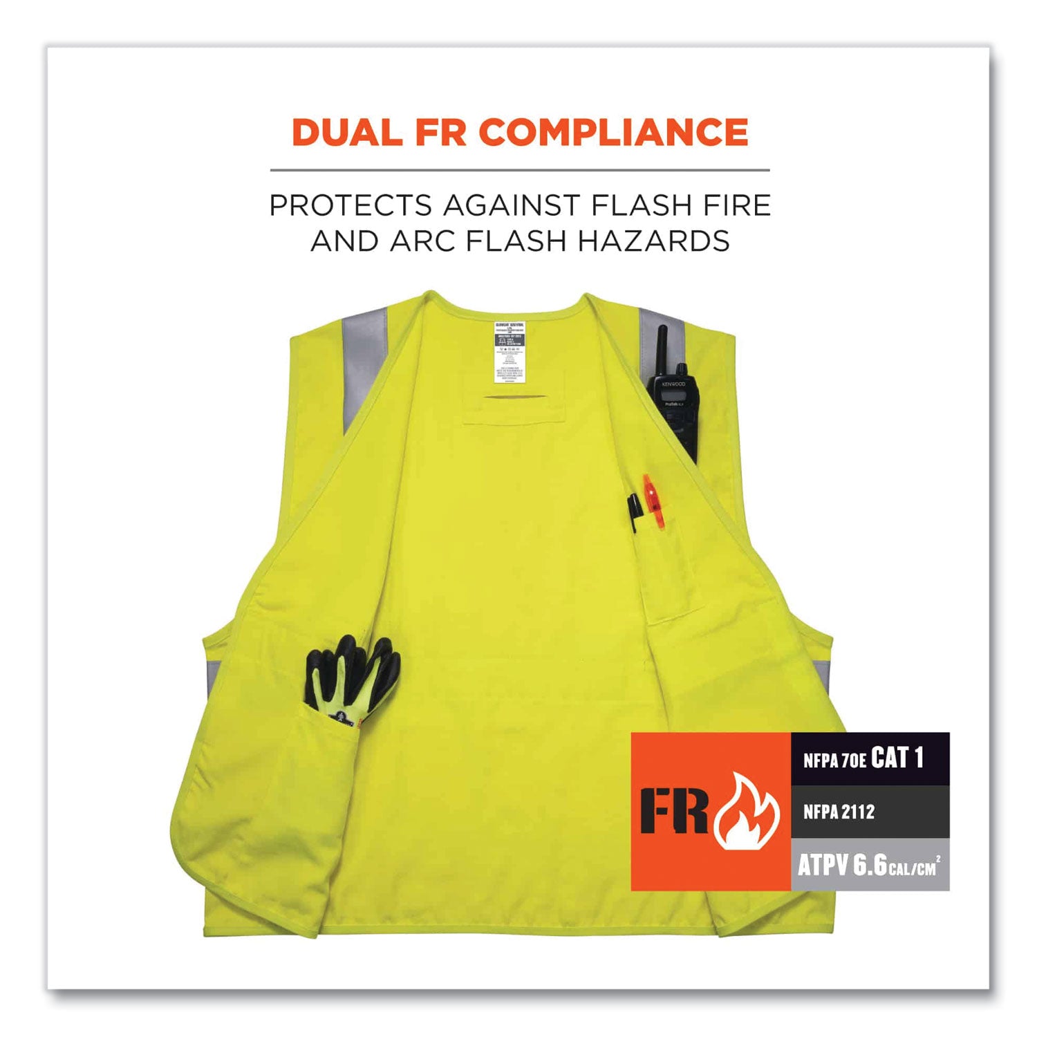 glowear-8261frhl-class-2-dual-compliant-fr-hook-and-loop-safety-vest-small-medium-lime-ships-in-1-3-business-days_ego21463 - 3
