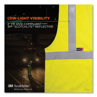 GloWear 8261FRHL Class 2 Dual Compliant FR Hook and Loop Safety Vest, 2X-Large/3X-Large, Lime, Ships in 1-3 Business Days