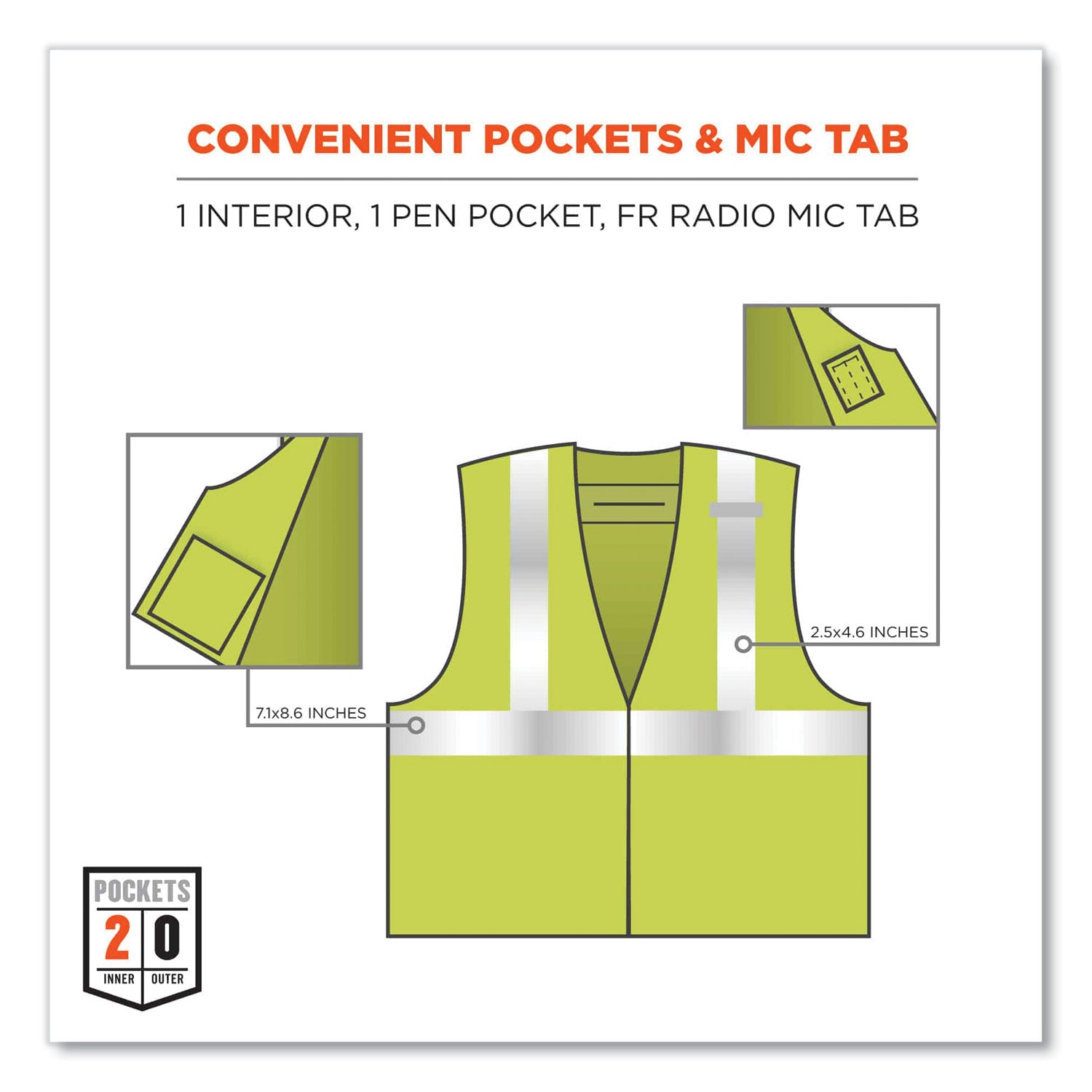 GloWear 8261FRHL Class 2 Dual Compliant FR Hook and Loop Safety Vest, 2X-Large/3X-Large, Lime, Ships in 1-3 Business Days